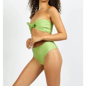 NEW NIRVANIC nahla high-waisted bikini bottom in shine kiwi
